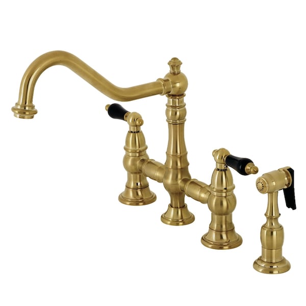 KS3277PKLBS Duchess Bridge Kitchen Faucet W/Brass Sprayer, Brass